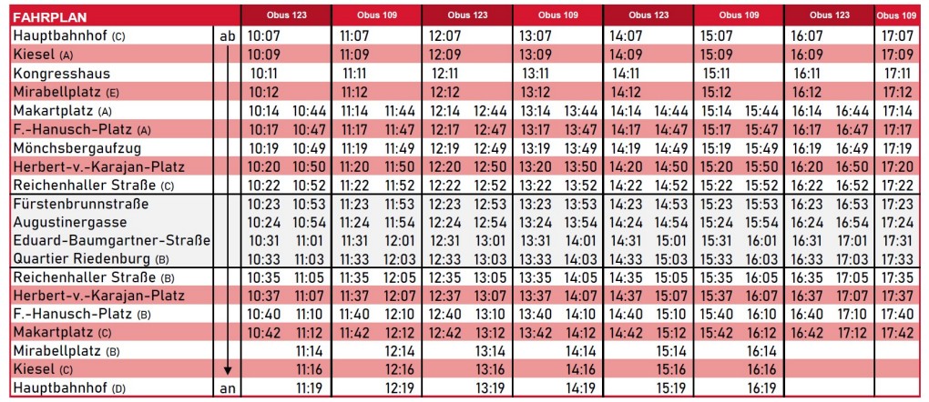 Fahrplan 85 Jahre Obus